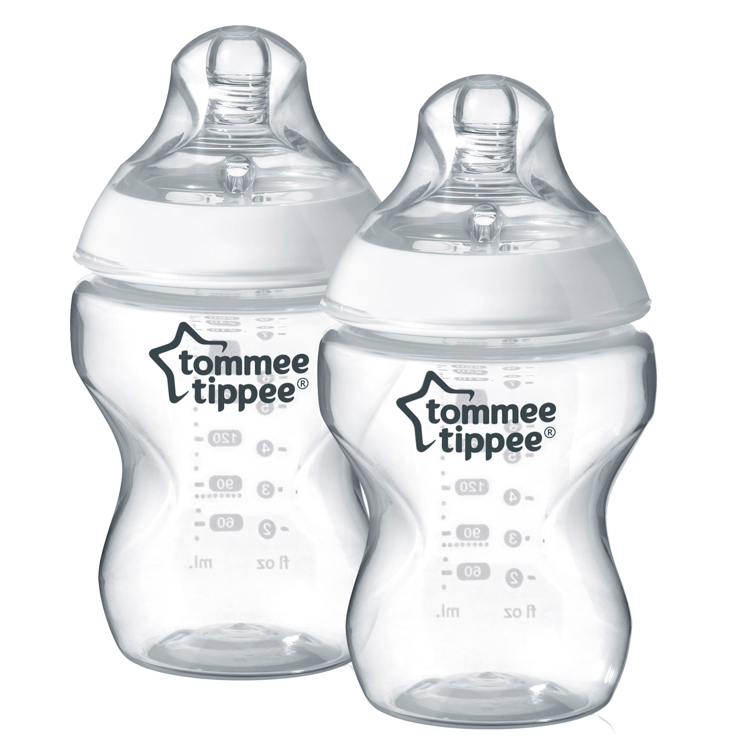 זוג בקבוקים טומי טיפי סדרת הכי טבעי שקוף – Tommee Tippee Closer to Nature