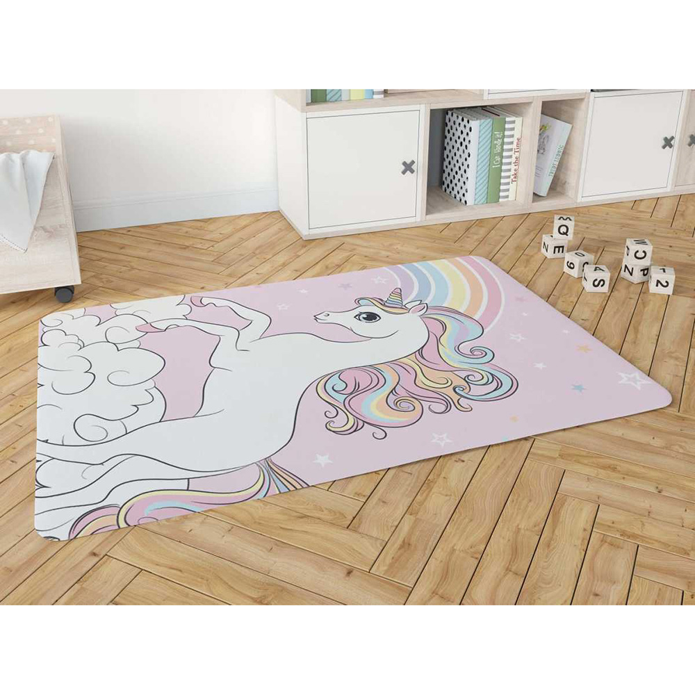 שטיח פלנל מודפס רך ונעים למגע לחדרי ילדים – חד קרן