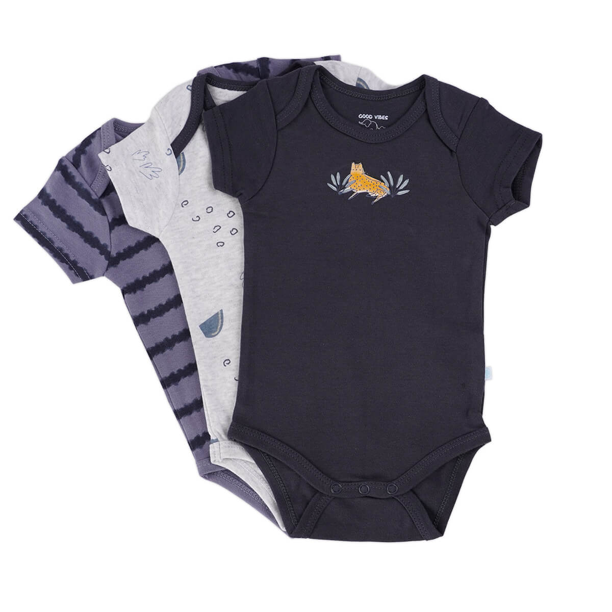 מארז 3 בגדי גוף קצרים דלתא בייבי – Delta Babies Monochrome Pack