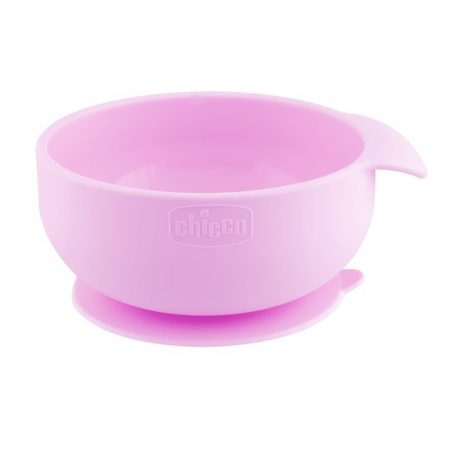 קערת אוכל צ’יקו סיליקון עם תחתית נדבקת – +Chicco Silicon Suction Bowl Pink 6M