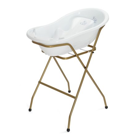 ערכת אמבטיה טגה בייבי 86 ס"מ ליין ארנבים | אמבטיה + מושב אמבטיה + מעמד אמבטיה זהוב – Tega Baby