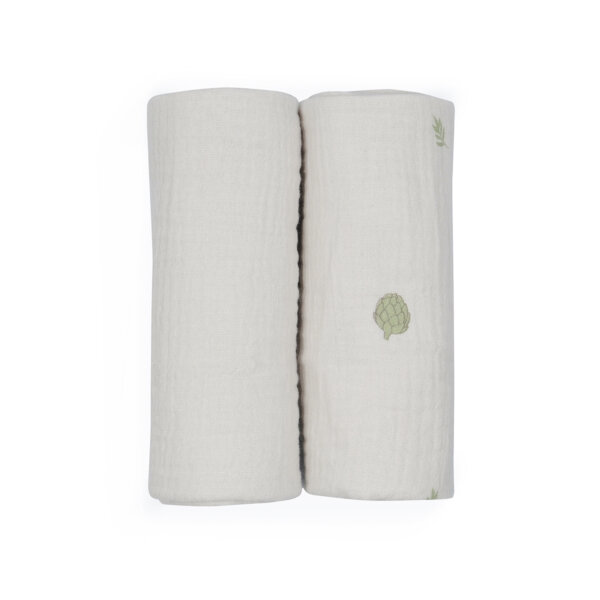 זוג חיתולי S טטרה אולימולי ליין ארטישוק – Olimoli Artichoke 2 Small Swaddle 60X60 cm
