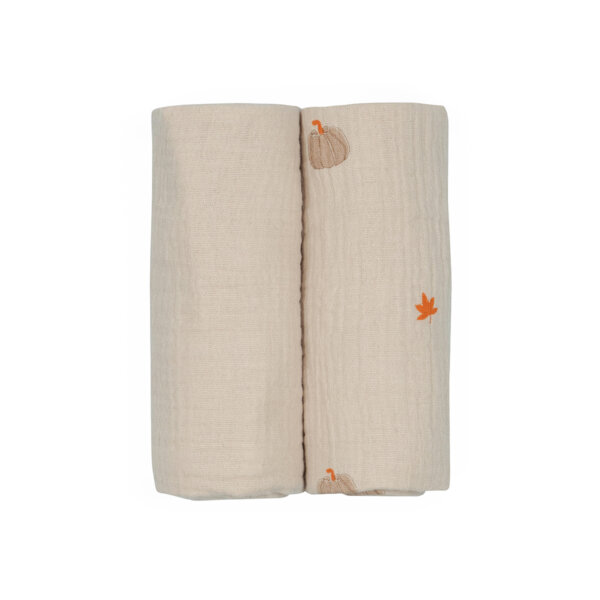 זוג חיתולי S טטרה אולימולי ליין דלעת – Olimoli Pumpkin Mood 2 Small Swaddle 60X60 cm