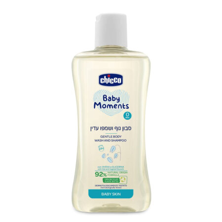 סבון גוף ושמפו עדין צ’יקו בייבי מומנטס – Chicco Baby Moments Gentle Body wash and Shampoo