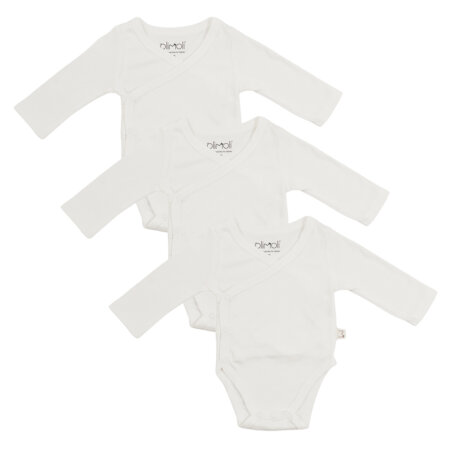 מארז שלישיית בגדי גוף אולימולי חלק לבן – Olimoli Baby Body Suit 3 PCS