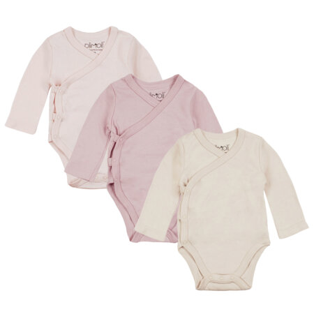 מארז שלישיית בגדי גוף אולימולי חלק בנות – Olimoli Baby Body Suit 3 PCS