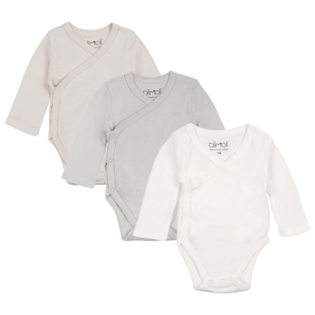 מארז שלישיית בגדי גוף אולימולי חלק יוניסקס – Olimoli Baby Body Suit 3 PCS