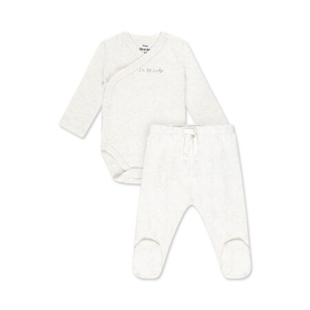 סט בגד גוף ומכנסיים מיננה שמנת מלאנג’ – Minene