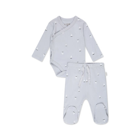 סט בגד גוף ומכנסיים לו&מי תכלת מודפס – LU&ME