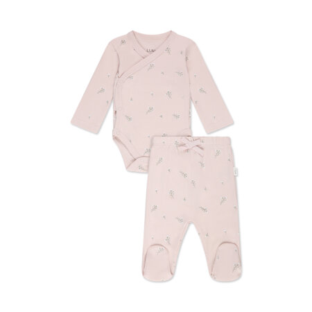 סט בגד גוף ומכנסיים לו&מי ורוד מודפס – LU&ME