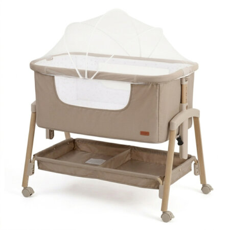 עריסה נצמדת דיליאנס&קו היילי מוקה / שלד דמוי עץ – Dillians&co. Hailey